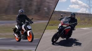 Ducati Multistrada V4 S Sport et KTM 390 Duke